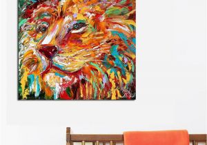 Lion King Wall Mural Sticker the Colorful Lion King Painting Wall Art Home Decor Modern Canvas Print No Frame for Living Room Picture Canada 2019 From Wallstickerworld Cad $33 45