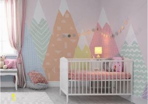 Little Girl Room Wall Murals Hand Painted Geometric Nursery Children Wallpaper Pink