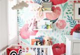 Little Girl Wall Murals Colourful Floral Wallpaper In A Baby S Nursery