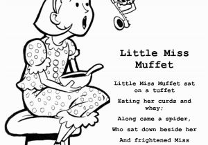 Little Miss Muffet Nursery Rhyme Coloring Page Little Miss Muffet Sat On A Tuffet Eating Her Curds and