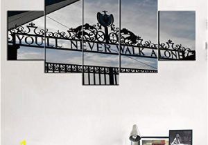Liverpool Fc Wall Murals Uk for Living Room Wall Art 5 Panel Canvas Gate Of Liverpool Football Club at Anfield Stadium Paintings Pictuers England Uk Home Decor Artwork