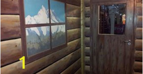 Log Cabin Wall Mural Log Cabin themed Wall Mural In Ice Rink Party Rooms