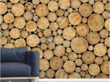 Log Cabin Wall Mural Stacked Log Pile