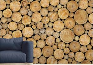 Log Cabin Wall Mural Stacked Log Pile