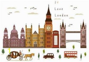 London Bridge Wall Mural British Style London Wall Decal Sticker Big Ben tower Bridge