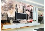 London Bridge Wall Mural Custom 3d Silk Mural Wallpaper Retro European Building Big Ben London tower Bridge Bar tooling Background Wall Sticker Widescreen High