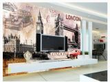 London Bridge Wall Mural Custom 3d Silk Mural Wallpaper Retro European Building Big Ben London tower Bridge Bar tooling Background Wall Sticker Widescreen High