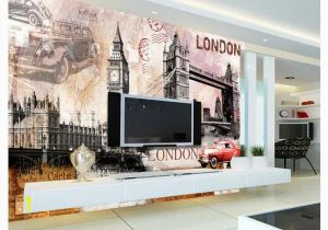 London Bridge Wall Mural Custom 3d Silk Mural Wallpaper Retro European Building Big Ben London tower Bridge Bar tooling Background Wall Sticker Widescreen High