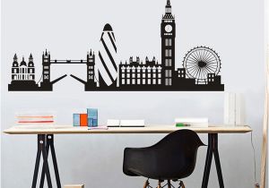 London City Wall Murals Dctop City Building London Skyline Silhouette Wall Sticker Big Ben Landmark Vinyl Mural Decal Living Room Wall Art Home Decor Mural Stickers Mural