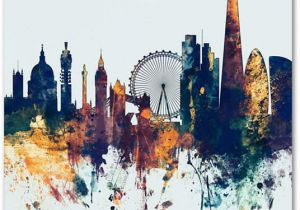 London Skyline Wall Mural Michael tompsett London Skyline Tall Blue Canvas Art 24