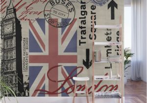 London Underground Wall Mural London Great Britain Big Ben Flag Collage Wall Mural by Lebensart