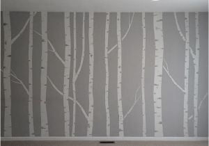 Make Your Own Wall Mural Hand Painted Birch Tree Wall Mural Made by Taping Off the Trunks