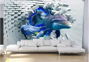 Make Your Own Wall Mural Photo Wdbh 3d Wallpaper Custom Brick Wall Broken Wall Deep Sea Animal Dolphin Room Home Decor 3d Wall Murals Wallpaper for Walls 3 D Hd Wallpapers A