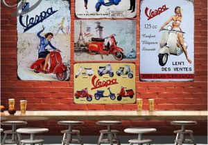 Man Cave Wall Murals Vespa Scooter Route 66 Motorcycle Garage Wall Decor Man Cave Wall