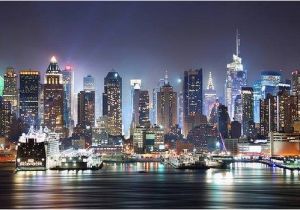 Manhattan Lights Wall Mural High Tech Reflections New York City Great Picture