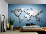 Map Wall Mural Decal Details About Peel & Stick Mural Self Adhesive Vinyl Wallpaper 3d Silver Blue World Map