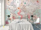 Map Wall Mural Kids Kids Map Wallpaper Pink Political Map Wall Mural Cartoon