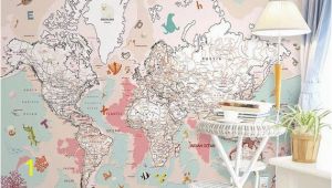 Map Wall Mural Kids Kids Map Wallpaper Pink Political Map Wall Mural Cartoon