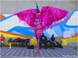 Mardi Gras Wall Mural Moko Jumbie Pink Wings Stilt Costumes