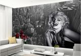 Marilyn Monroe Mural Wallpaper Modern Simple Black and White Building Marilyn Monroe