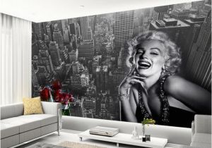 Marilyn Monroe Mural Wallpaper Modern Simple Black and White Building Marilyn Monroe