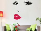 Marilyn Monroe Wall Mural Hot Pink Charm Lips Eye Marilyn Monroe Vinyl Wall Stickers Art Mural Home Decor Decal Adesivo De Parede Wallpaper Decoration Removable Wall Stickers