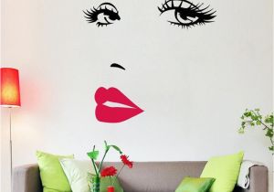 Marilyn Monroe Wall Mural Hot Pink Charm Lips Eye Marilyn Monroe Vinyl Wall Stickers Art Mural Home Decor Decal Adesivo De Parede Wallpaper Decoration Removable Wall Stickers