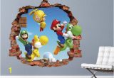 Mario Bros Wall Mural Mario Bros Wall Decal Super Mario World 3d Brick Smashed Decor Art Kids Luigi Sticker Vinyl Mural Custom Gift