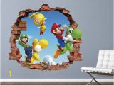 Mario Bros Wall Mural Mario Bros Wall Decal Super Mario World 3d Brick Smashed Decor Art Kids Luigi Sticker Vinyl Mural Custom Gift