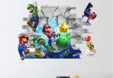 Mario Kart Wall Mural 3d Cartoon Super Mario Diy Wall Stickers Living Room Bedroom Wall Decal Classic Game Room for Room Home Decor Boys Gift Black