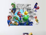 Mario Kart Wall Mural 3d Cartoon Super Mario Diy Wall Stickers Living Room Bedroom Wall Decal Classic Game Room for Room Home Decor Boys Gift Black