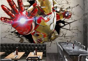 Marvel Avengers Wall Mural 3d Stereo Custom Lo Otive Murals Iron Man Broken Wall