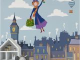 Mary Poppins Wall Mural Mary Poppins Mural London Roofs Wallpaper Nursery London Mural