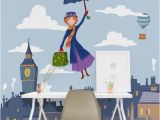 Mary Poppins Wall Mural Mary Poppins Mural London Roofs Wallpaper Nursery London Mural