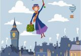 Mary Poppins Wall Mural Mary Poppins Mural London Roofs Wallpaper Nursery London Mural