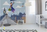 Mary Poppins Wall Mural Mary Poppins Mural London Roofs Wallpaper Nursery London Mural