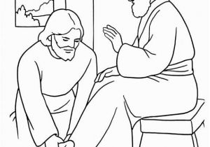 Mary Washes Jesus Feet Coloring Page Jesus Washes Disciples Feet