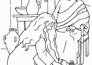 Mary Washes Jesus Feet Coloring Page Woman Washes Jesus Feet Coloring Page