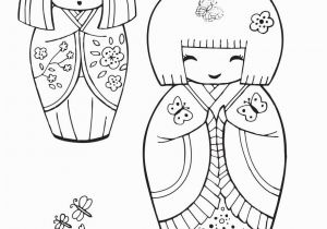 Matryoshka Doll Coloring Page Icolor "kokeshi Dolls" Etcc Poupee Japonaise