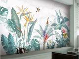 Medieval Wall Murals Modern nordic Hand Painted Tropical Plants Flower Bird Leaf