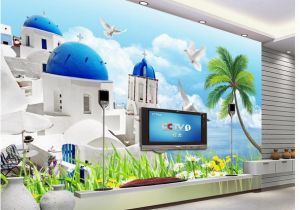 Mediterranean Murals for Walls 3d Wallpaper Custom 3d Wall Murals Wallpaper Mural Mediterranean Aegean Sea Tv Background Wall Decoration Painting Papel De Parede High