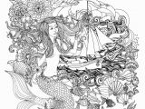 Mermaid Siren Coloring Pages for Adults Mermaid and Boat Mermaids Adult Coloring Pages
