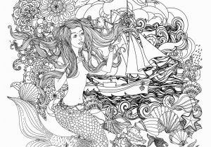 Mermaid Siren Coloring Pages for Adults Mermaid and Boat Mermaids Adult Coloring Pages