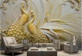 Metal Wall Art Decor 3d Mural Mural Wallpaper 3d Stereoscopic Embossed Golden Peacock