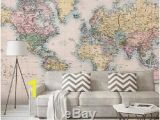 Metal World Map Wall Mural 3d World Map Livingroom Self Adhesive Removable Bedroom