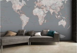 Metal World Map Wall Mural 4 Piece Wallpaper Mural