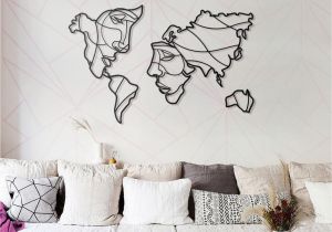 Metal World Map Wall Mural Faces Of World Map Metal Wall Art Best Gift Idea for