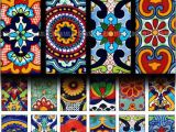 Mexican Tile Wall Murals Talavera Digital Printable Collage Sheet Colorful Mexican