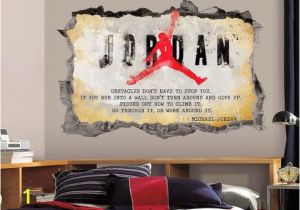 Michael Jordan Wall Mural Michael Jordan Wall Art Decal 3d Smashed Jordan Quote Vinyl