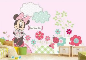 Mickey and Friends Wall Mural Minnie Mouse Wall Mural Minnie Mouse In the Garden Wallpaper Minnie Mouse Pink Wallpaper Wall Decal Nursery and Room Décor Wall Art